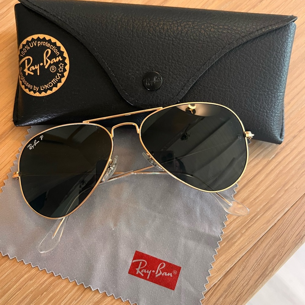 Ray-Ban Black Lens Gold Frame Sunglasses